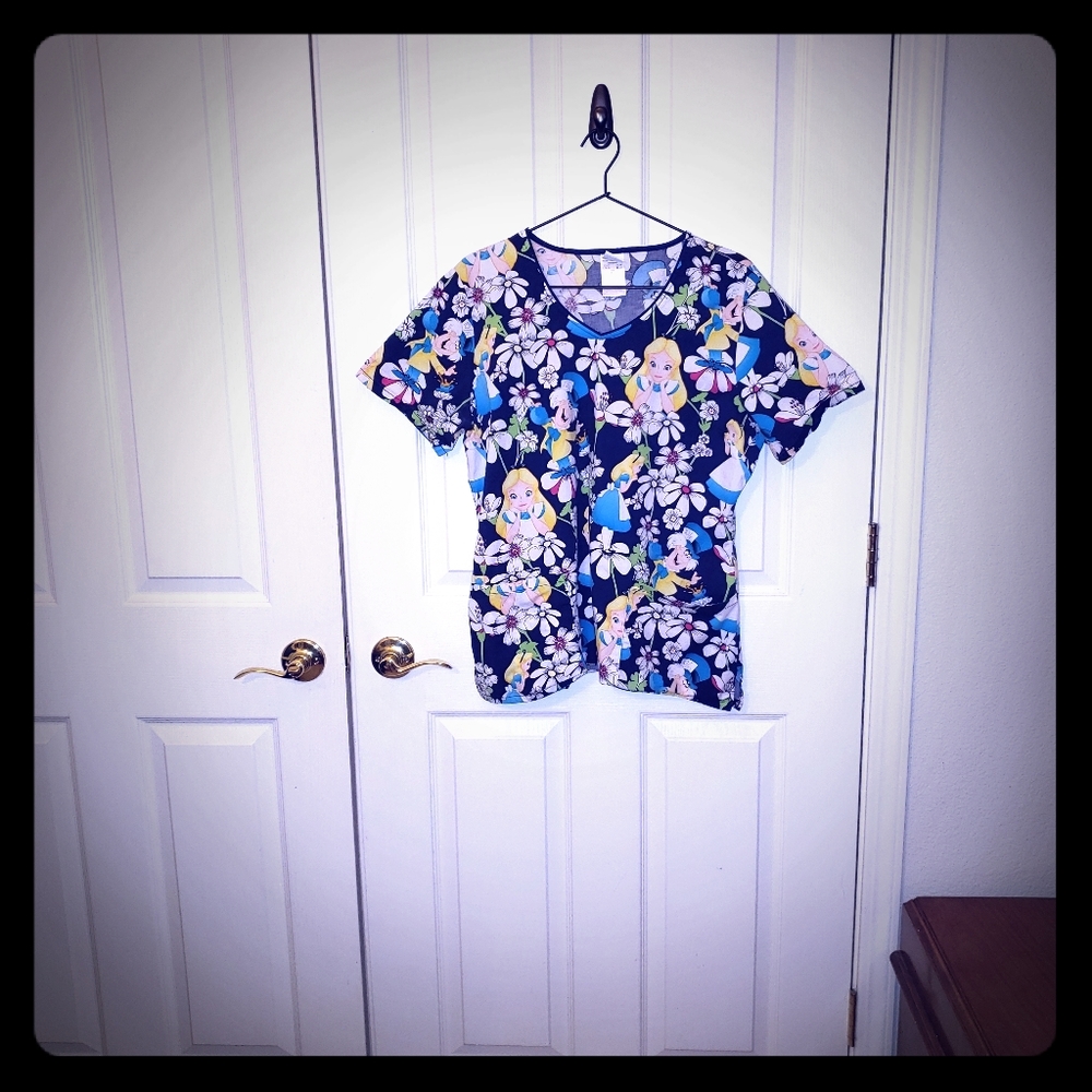 Alice in Wonderland Scrubs Top